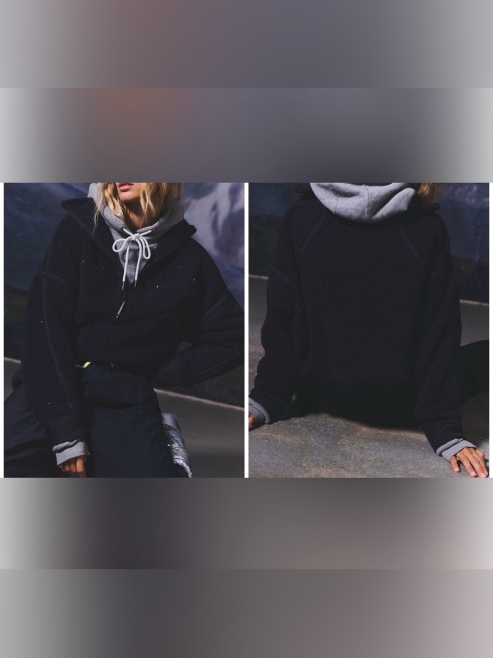NWOT Free People FP Movement Mountain High Half Zip Fleece - black combo - small